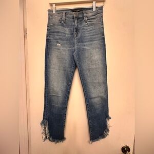 J Brand Women's Cropped Distressed Blue Jeans